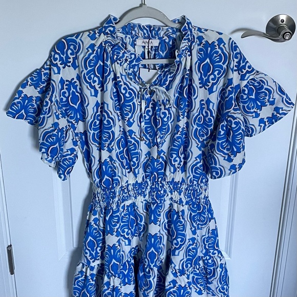 Avara Santorini Shores Ashleigh Blue Ruffled Mini Dress Size Medium 47671 - Picture 5 of 15